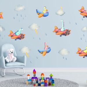 Dinosaurs Wall Stickers airplanes Decals clouds raindrops
