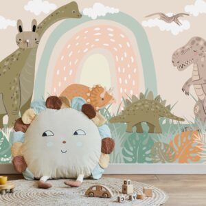 Dinosaur Wallpaper Rainbow Removable Peel and Stick Dino