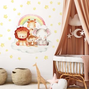 Safari Animals Elephant Giraffe Wall Decals Lion Monkey