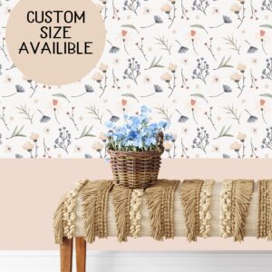 Field Flowers Wallpaper Peel and Stick Wild Floral Mural