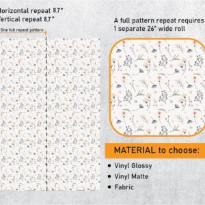 Field Flowers Wallpaper Peel and Stick Wild Floral Mural