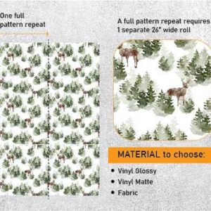 Removable Peel and Stick Watercolor Pine Tree Forest