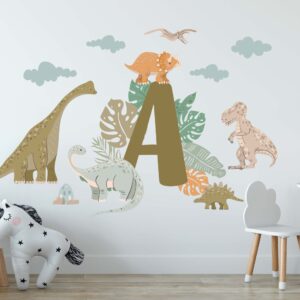 Dinosaur Wall Decal Custom Letter Name Sticker, COM2