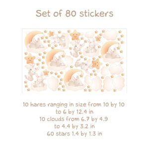 Bunny Nursery Wall Decals – Cloud & Stars Moon Decor