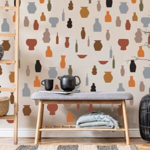 Boho Dishes Wall Decal Abstract Color Shapes Stickers