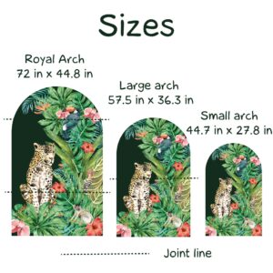 Boho Tropical Arch Wall Decal | Cheetah Cat & Flowers