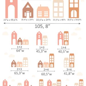 big house wall decal, large home headboard, color block city stickers, nursery houses decor, lf293