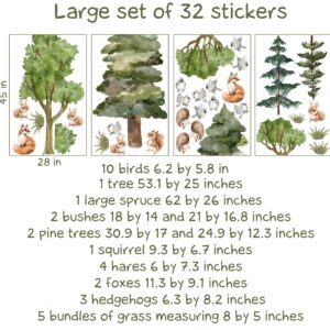 Forest Wall Decals Pine Trees Woodland Animals Stickers