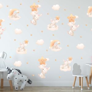 Bunny Nursery Wall Decals – Cloud & Stars Moon Decor
