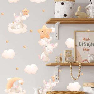 Bunny Nursery Wall Decals – Cloud & Stars Moon Decor
