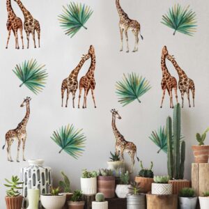 Giraffes Wall Decals palm leaf Stickers