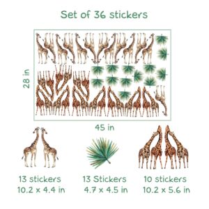 Giraffes Wall Decals palm leaf Stickers