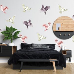 Tropical Parrots Wall Decals Bright Birds Stickers