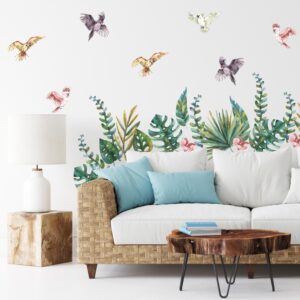 Tropical parrots Wall Decals Plants Orchids Stickers