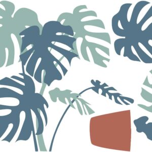 monstera plant wall decal boho greenery sticker, lf292