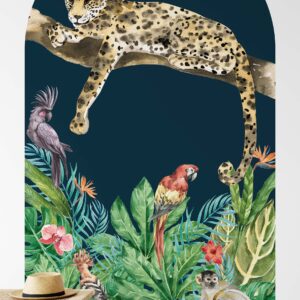 boho arch cheetah tropical flowers wall decal small large royal — vinyl matte glossy fabric