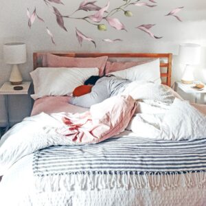 Tree branch Wall Decal Pink Green Leaf