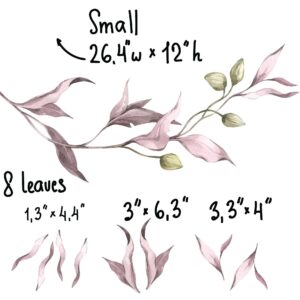 Tree branch Wall Decal Pink Green Leaf