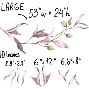 Tree branch Wall Decal Pink Green Leaf