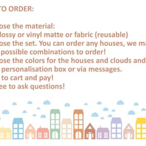 big house wall decal, large home headboard, color block city stickers, nursery houses decor, lf293