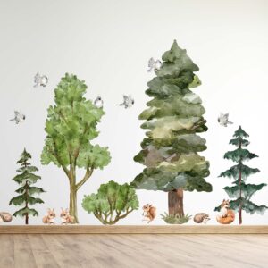 Forest Wall Decals Pine Trees Woodland Animals Stickers