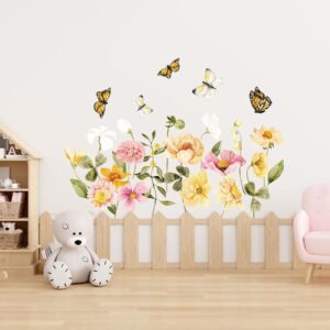 Field Flowers Wall decals Wild Grass Stickers Butterflies
