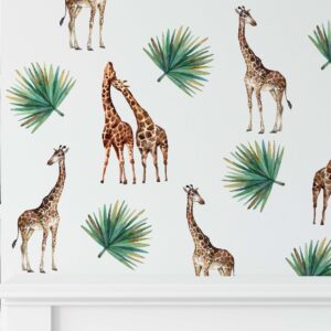 Giraffes Wall Decals palm leaf Stickers