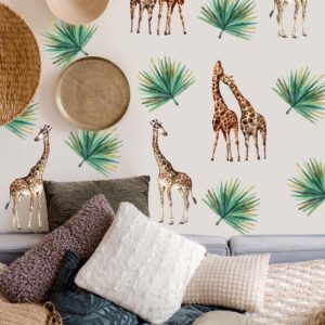 Giraffes Wall Decals palm leaf Stickers