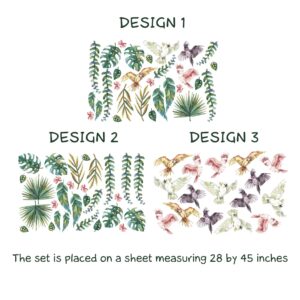 Tropical parrots Wall Decals Plants Orchids Stickers