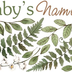 Personalized Name Wall Decal Woodland Greenery Stickers