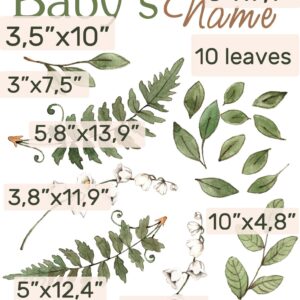 Personalized Name Wall Decal Woodland Greenery Stickers