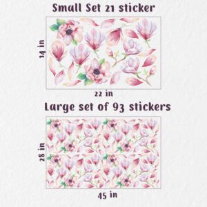 Flower stickers magnolia greenery decals petals