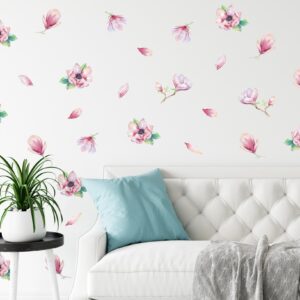 Flower stickers magnolia greenery decals petals