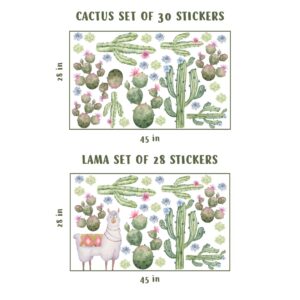 Llama and Cactus Wall Decals – Vinyl Sticker Set for Nursery