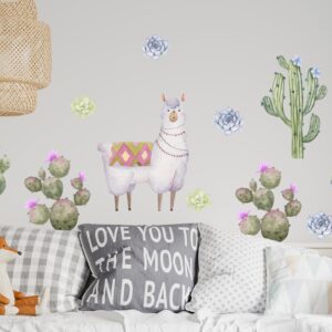 Llama and Cactus Wall Decals – Vinyl Sticker Set for Nursery