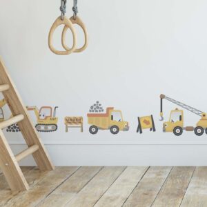 Construction Vehicle Wall Decal Set | Boys Room Decor |