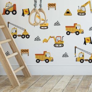 Construction Vehicle Wall Decal Set | Boys Room Decor |