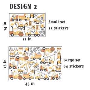 Construction Vehicle Wall Decal Set | Boys Room Decor |