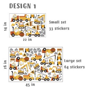 Construction Vehicle Wall Decal Set | Boys Room Decor |