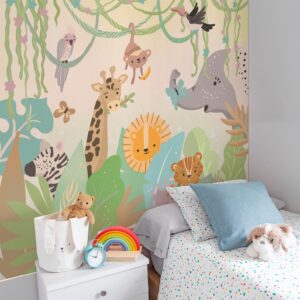 Safari Animals Peel and Stick Wallpaper Jungle Wall Paper
