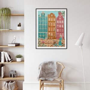 Amsterdam City Houses Print Netherlands Wall Art Holland