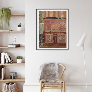 New York City Houses Print Book Store Wall Art USA Travel