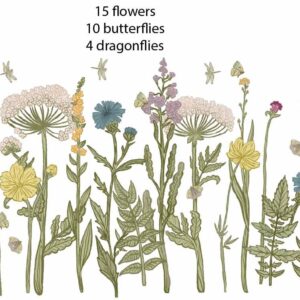 Wild Field Flowers Wall Decal Grass Stickers