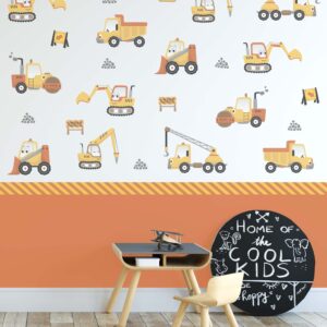 Construction Vehicle Wall Decal Set | Boys Room Decor |
