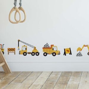 Construction Vehicle Wall Decal Set | Boys Room Decor |