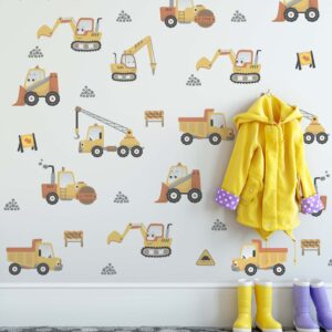 Construction Vehicle Wall Decal Set | Boys Room Decor |