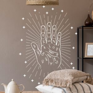 palmistry hand wall sticker astrology palm decal, lf334