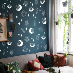 Crystal Gems Wall Decals Moon Stars Boho Stickers