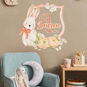 Custom Name Bunny Wall Decal Personal Nursery Decor Sticker