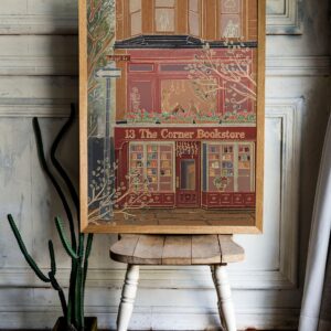 New York City Houses Print Book Store Wall Art USA Travel